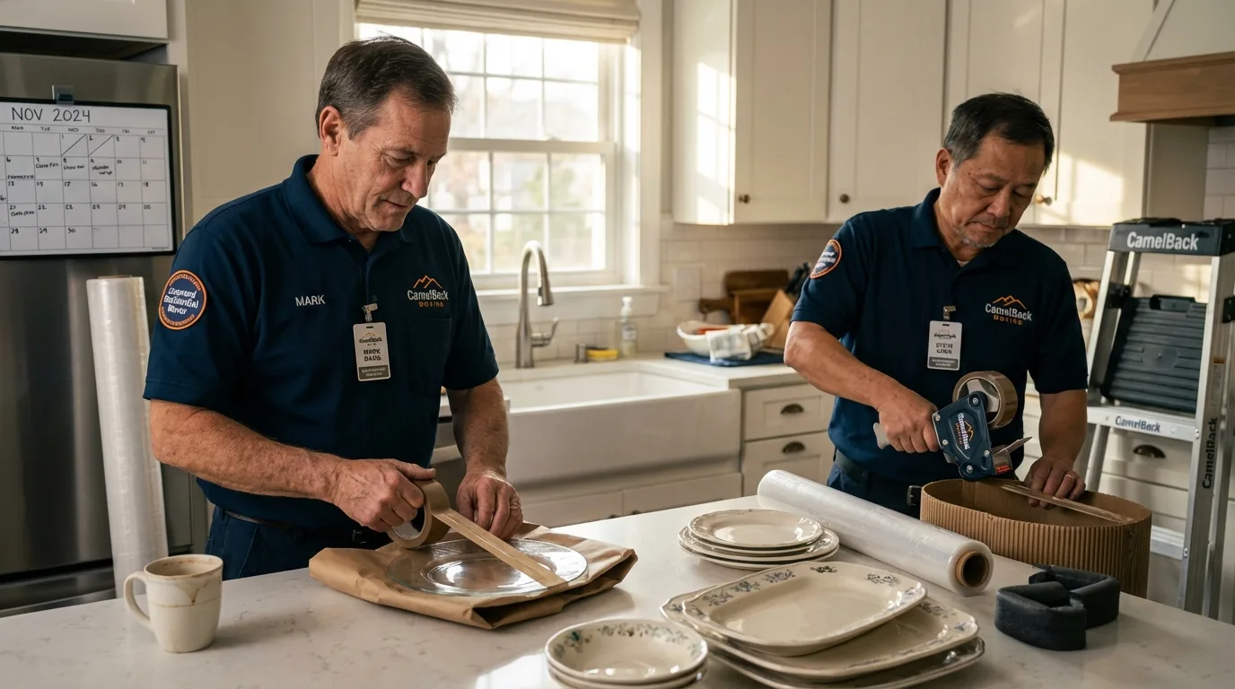 Professional crew packing kitchen dishware in Seneca, SC